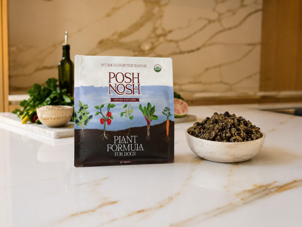 Plant pouch with bowl of food